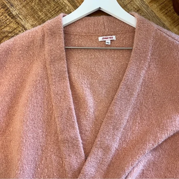 JOHNNY WAS Open Front Cardigan Rose Gold Metallic Knit Boho Duster Sweater - Picture 7 of 7